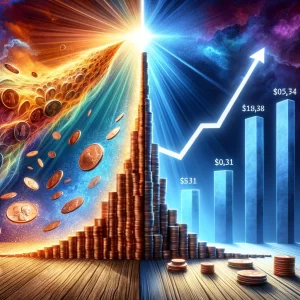 exponential growth illustrated with stacks of pennies